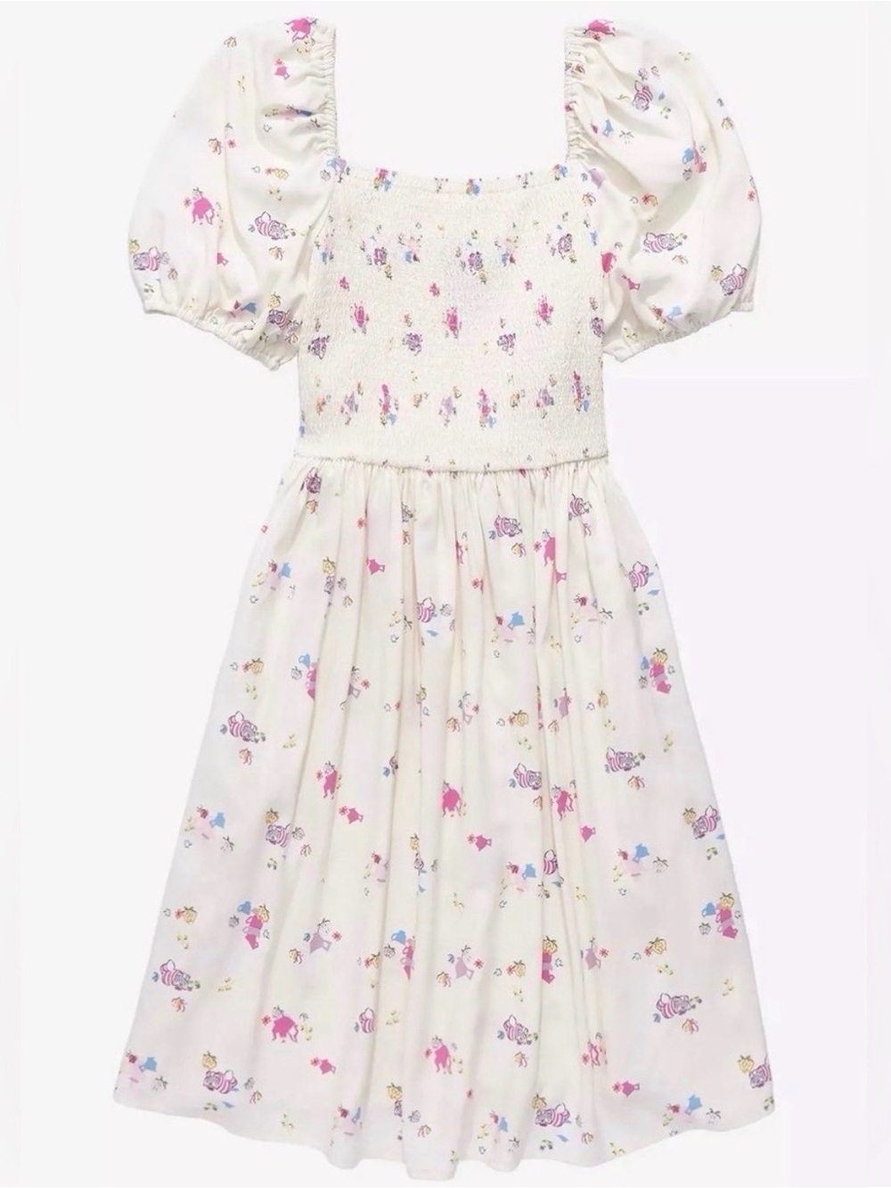 Disney BoxLunch Alice in Wonderland Icons Smocked Milkmaid coquette dress S - Picture 2 of 12